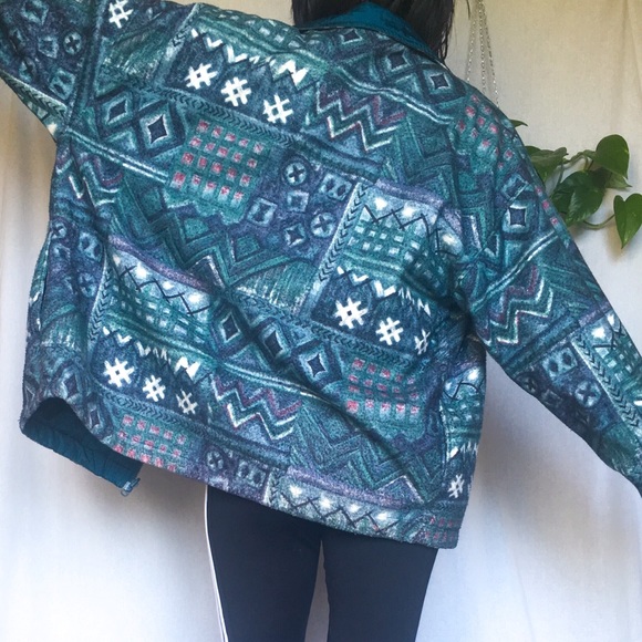 REVERSIBLE Windbreaker Fleece Vintage 80s/90s M/L - Picture 4 of 8